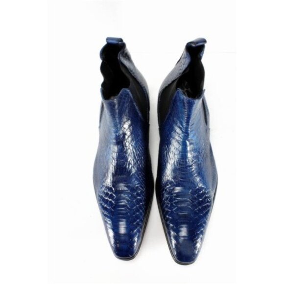 Ose Blue Crocodile Chelsea Boots Calfskin Leather